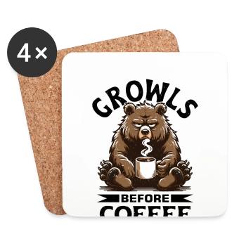 Grumpy bear with coffee - Coasters (set of 4) - white - Front