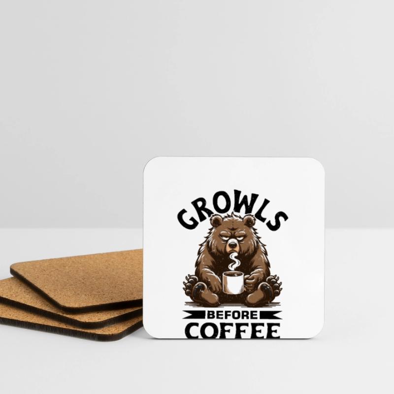 Grumpy bear with coffee Coasters (set of 4)