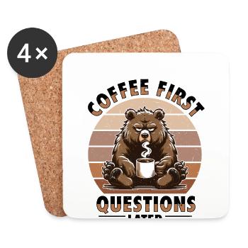 Grumpy bear with coffee - Coasters (set of 4) - white - Front