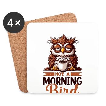 Mürrische Eule Mit Kaffee - Untersetzer (4er-Set) - Weiß - Vorne
