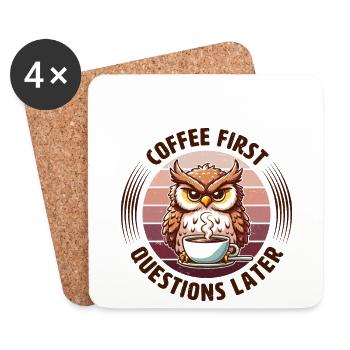 Mürrische Eule Mit Kaffee - Untersetzer (4er-Set) - Weiß - Vorne