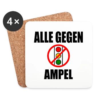 Alle gegen ampel - Untersetzer (4er-Set) - Weiß - Vorne