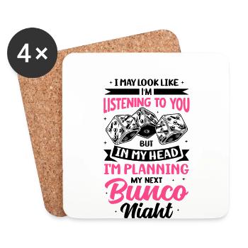 Soirée de jeu Bunco Squad Bunco Dice Bunco - Dessous de verre (lot de 4) - blanc - Devant