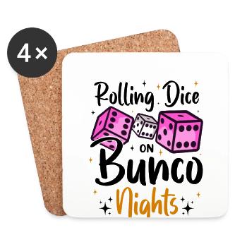 Soirée de jeu Bunco Squad Bunco Dice Bunco - Dessous de verre (lot de 4) - blanc - Devant