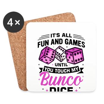 Soirée de jeu Bunco Squad Bunco Dice Bunco - Dessous de verre (lot de 4) - blanc - Devant