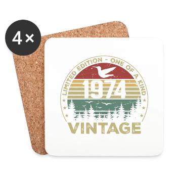 Jahrgang 1974 Original 1974 Retro Jubiläum 1974 - Untersetzer (4er-Set) - Weiß - Vorne