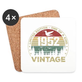 Vintage 1952 Original 1952 Rétro Anniversaire 1952 - Dessous de verre (lot de 4) - blanc - Devant