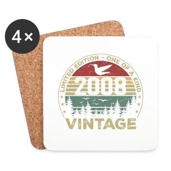 Vintage 2008 Original 2008 Retro Anniversary 2008 - Coasters (set of 4) - white - Front