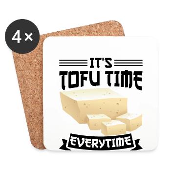Design végétarien végétalien pour un fan de tofu - Dessous de verre (lot de 4) - blanc - Devant
