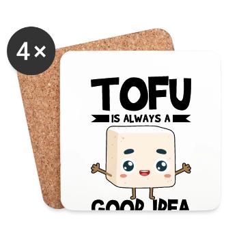Design végétarien végétalien pour un fan de tofu - Dessous de verre (lot de 4) - blanc - Devant