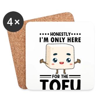 Design végétarien végétalien pour un fan de tofu - Dessous de verre (lot de 4) - blanc - Devant