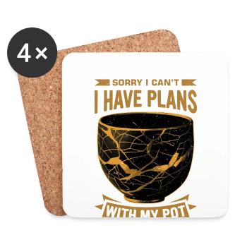 Japanese Kintsukuroi Gold Repair Design - Coasters (set of 4) - white - Front