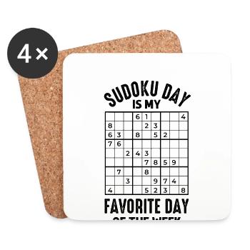 Drôle de dicton de Sudoku - Dessous de verre (lot de 4) - blanc - Devant