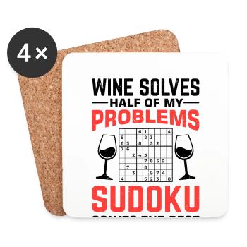Drôle de dicton de Sudoku - Dessous de verre (lot de 4) - blanc - Devant