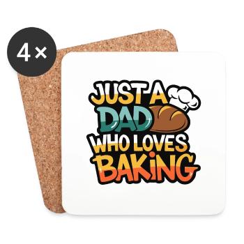 Dad loves to bake bread - Dad is our baker - Coasters (set of 4) - white - Front