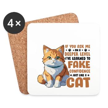 Witziger Katzen Spruch - Untersetzer (4er-Set) - Weiß - Vorne