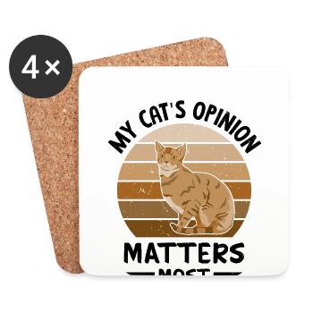 Witziger Katzen Spruch - Untersetzer (4er-Set) - Weiß - Vorne