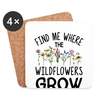Wildflowers Flowers - Coasters (set of 4) - white - Front