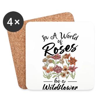Wildblumen Blumen - Untersetzer (4er-Set) - Weiß - Vorne