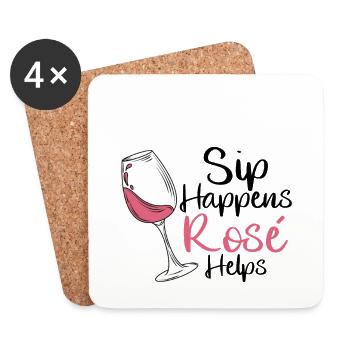 Wein Rosé - Untersetzer (4er-Set) - Weiß - Vorne