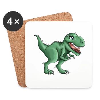 T-rex Tyrannosaurus Rex Dino Illustration - Dessous de verre (lot de 4) - blanc - Devant