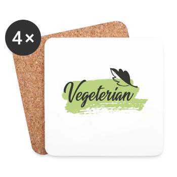 Végétalois végétariens protection des animaux Idée cadeau - Dessous de verre (lot de 4) - blanc - Devant