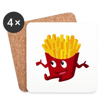 Cadeau frites - Dessous de verre (lot de 4) - blanc - Devant