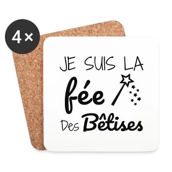 Je suis la fée des bêtises - Dessous de verre (lot de 4) - blanc - Devant