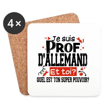 Prof Allemand Professeur Collège Allemagne Noël - Dessous de verre (lot de 4) - blanc - Devant