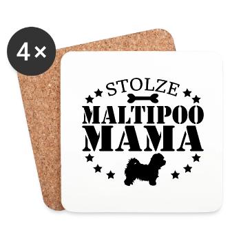 Maltipoo Hund Mama Spruch für Frauchen - Untersetzer (4er-Set) - Weiß - Vorne