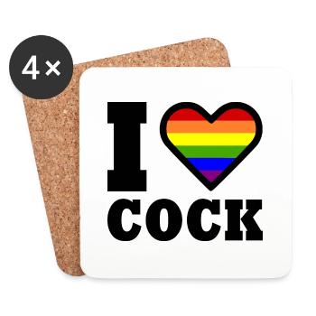I love cock - Dessous de verre (lot de 4) - blanc - Devant
