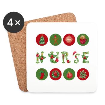 Cadeau de Noël de l’infirmière pour l’infirmière - Dessous de verre (lot de 4) - blanc - Devant