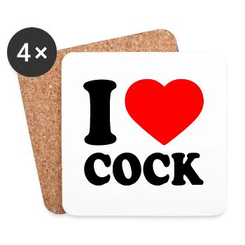 I love cock - Dessous de verre (lot de 4) - blanc - Devant