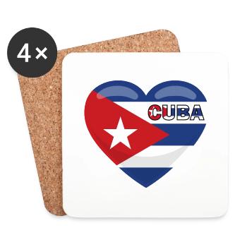 I Love Cuba Flag with Heart Ich liebe Cuba Havanna - Untersetzer (4er-Set) - Weiß - Vorne