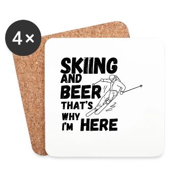 Skiing and Beer - Untersetzer (4er-Set) - Weiß - Vorne