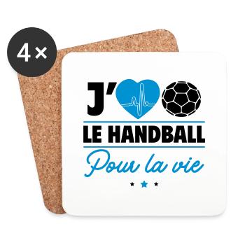 J’aime le handball pour la vie, c’est ma passion ! - Dessous de verre (lot de 4) - blanc - Devant