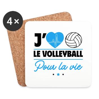 Volleyball pour la vie – Pour les vrais fans ! - Dessous de verre (lot de 4) - blanc - Devant