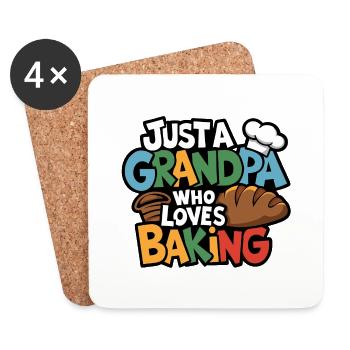 Grandpa is a baker, our grandpa likes to bake - Coasters (set of 4) - white - Front