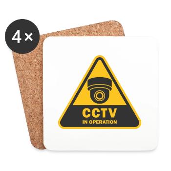 Security cameras in use symbol icon. Fixed CCTV - Coasters (set of 4) - white - Front
