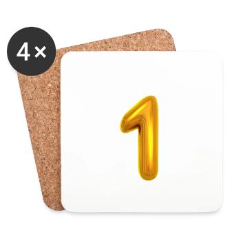 1 one gold Airballoon Birthday 1 year birthday - Coasters (set of 4) - white - Front