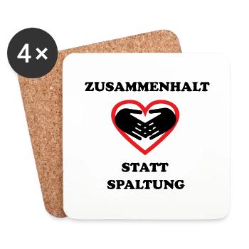 Zusammenhalt statt Spaltung Statement Spruch - Untersetzer (4er-Set) - Weiß - Vorne