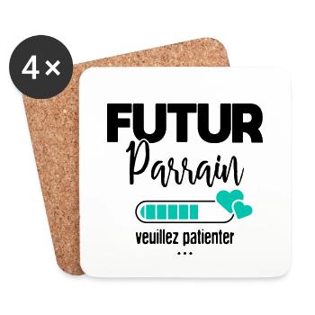 Futur parrain veuillez patienter - Dessous de verre (lot de 4) - blanc - Devant