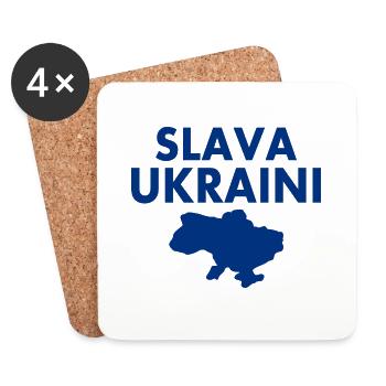 Slava ukraini - Dessous de verre (lot de 4) - blanc - Devant