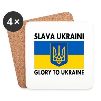 Slava ukraini - Untersetzer (4er-Set) - Weiß - Vorne