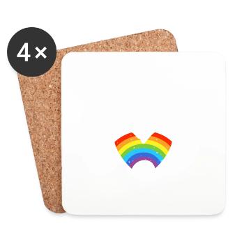 CSD LGBT Hände formen Regenbogen Herz Pride - Untersetzer (4er-Set) - Weiß - Vorne