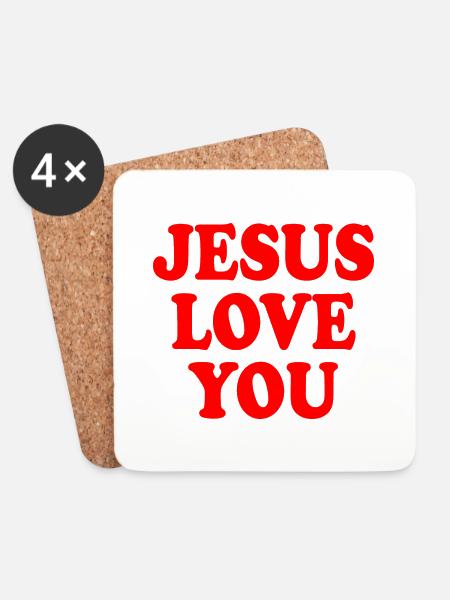 Jesus love you - Untersetzer (4er-Set) - Weiß
