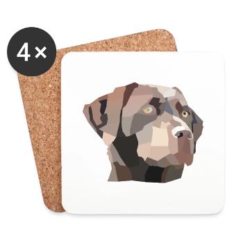 Labrador Kopf Braun Low Poly Mosaik - Untersetzer (4er-Set) - Weiß - Vorne