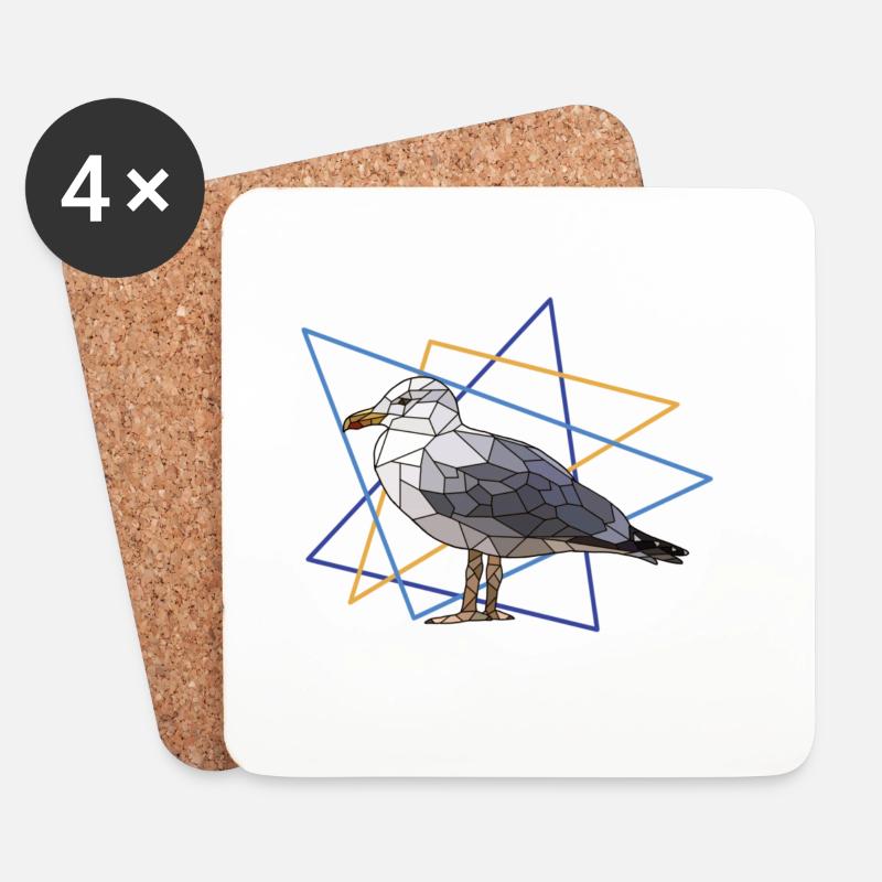 Möwe - Untersetzer (4er-Set) - Weiß