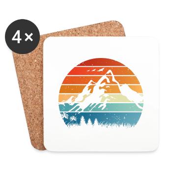 Vintage Retro Berg für Bergsteiger und Wanderer - Untersetzer (4er-Set) - Weiß - Vorne