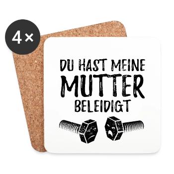 Du hast meine Mutter beleidigt - Schraube - Untersetzer (4er-Set) - Weiß - Vorne